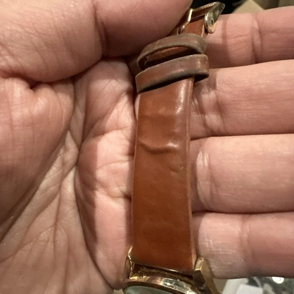 Working Nine West‎ Unisex Watch Gold Tone 36mm Fit 7.5 Brown Leather New Battery